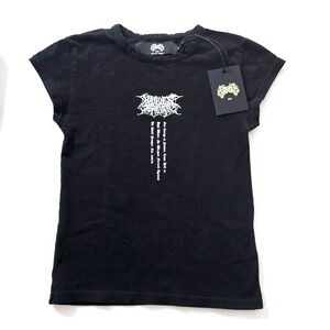 Darc Sport SHE Web Baby Tee Shirt Womens XS‎ Black Short Sleeve Graphic Print